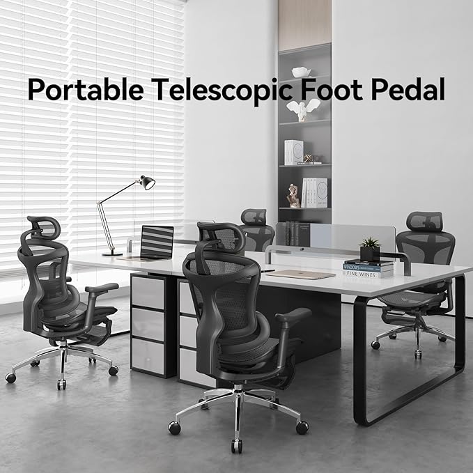 SIHOO Doro C300 Ergonomic Office Chair with Footrest, Ultra Soft 3D Armrests, Dynamic Lumbar Support for Home Office Chair, Adjustable Backrest Desk Chair, Swivel Big and Tall Computer Chair (Black)