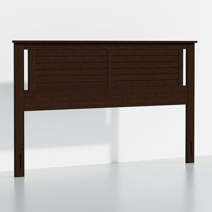 Serene King Size Wood Headboard Shiplap-Inspired Panel Design in a Stained Walnut Finish