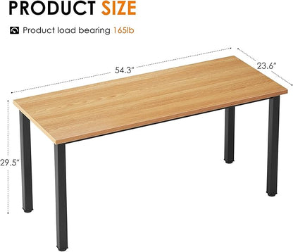 Need 54.3 Inch Large Computer Desk, Modern Simple Style Desk for Home Office, Basic Writing Table for Study Student, Teak