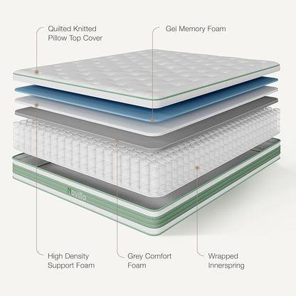 Novilla 10 Inch King Size Mattress, Medium Firm Hybrid Mattress with Certified Safe Foam & Individually Wrapped Pocket Coils Innerspring for Cozy Sleep, Motion Isolation