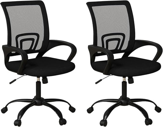 Bonzy Home Ergonomic Office Chairs Set of 2, Rolling Conference Room Chairs with Wheel, Mesh Computer Desk Chair with 360° Swivel, Height Adjustable, 2 Pack