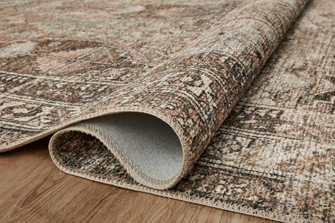 Loloi Amber Lewis Billie Collection, Clay & Sage 2'-6" x 9'-6" Area Rug – Antique & Distressed Accent Rugs for Living Room, Bedroom, Entryway & Hallway, No Shed High Traffic Area Home Decor Rug