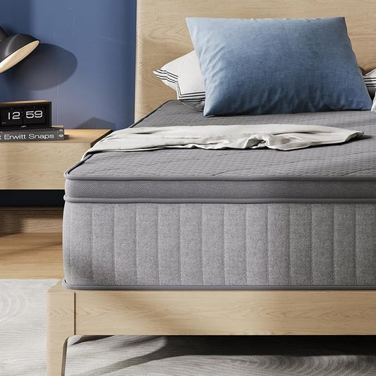 Avenco 10 Inch Cal King Size Mattress, Hybrid Mattress with Smarts Coil™ Pocket Springs for Targeted Support and NanoGel™ Memory Foam for Cool Night Sleep & Motion Isolation, CertiPUR-US Certified