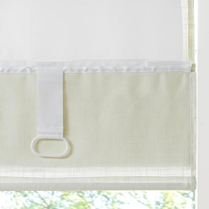 Madison Park Kyler Cordless Roman Shades - Single Panel, Lightweight Linen Blend Fabric, Natural Design, Easy Installation, Light Filtering Window Blind, Bedroom, Living Room Decor 27"W x 64"L Ivory