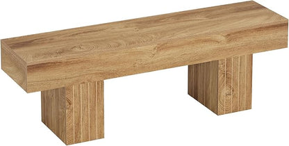 Tribesigns 55" Dining Bench, Farmhouse Wooden Entryway Bench, End of Bed Bench, Indoor Bench for Bedroom, Dining Room, Kitchen, Hallway, Light Brown