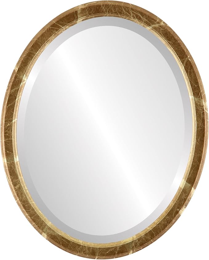 OVALCREST Oval Beveled Wall Mirror for Home Decor - Toronto Style - Champagne Gold - 22" x 18"