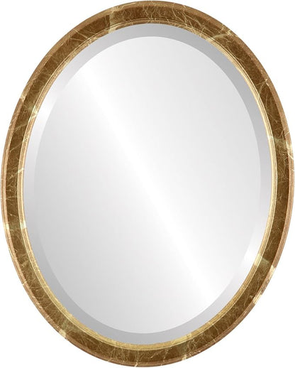 OVALCREST Oval Beveled Wall Mirror for Home Decor - Toronto Style - Champagne Gold - 22" x 18"