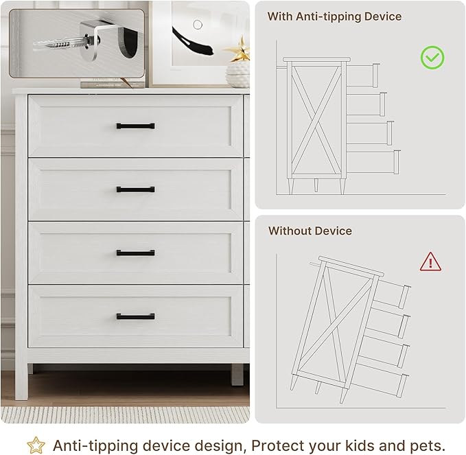 LYNSOM Farmhouse 8 Drawer Dresser for Bedroom, 55 Inch Wide Wood Rustic Chest of Drawers with X-Marking & Bar Handle, Large Storage Dressers Organizer for Bedroom, Hallway, White