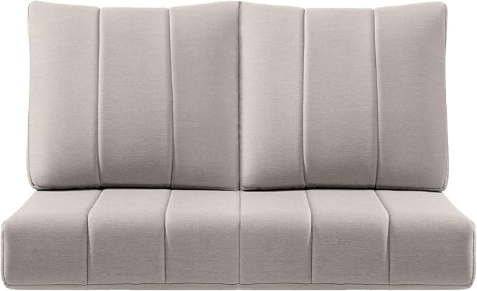 Luxury 24x24x6 Inch Kitty Outdoor Seat Cushions - Set of 2 Water Resistant Patio Chair Seat Cushion for Rattan Dining Rocker Glider Chairs Loveseat Couch Sectional Sofa - Beige