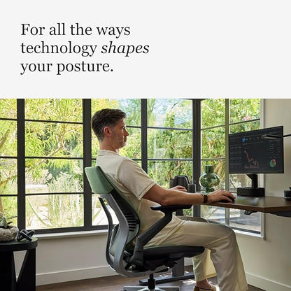 Steelcase Gesture Office Chair - Ergonomic Work Chair with Wheels for Carpet - Comfortable - Intuitive-to-Adjust for Desk - 360-Degree Arms - Licorice Fabric