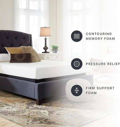 Signature Design by Ashley Twin Size Chime 8 Inch Medium Firm Gel Memory Foam Mattress with Green Tea & Charcoal Extract, Fiberglass Free, Mattress In A Box