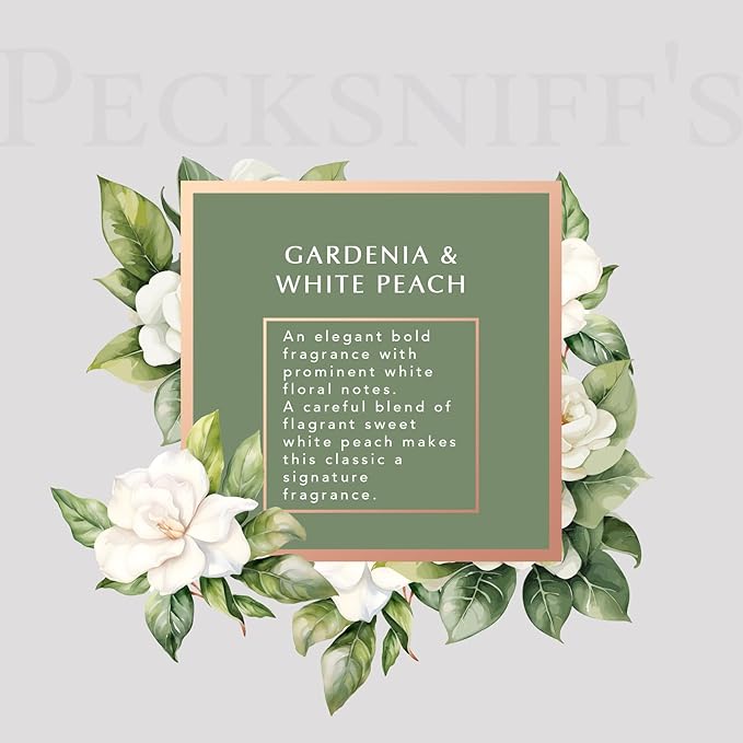 Pecksniff's Gardenia & White Peach Luxury Scented Candle | 1 Wick, 100 g/3.5 oz