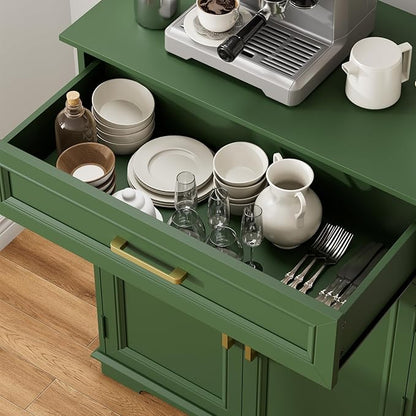 Kitchen Storage, Modern Floor-Standing Sideboard, Freestanding Cabinet Suitable for Living Room or Hallway, Green