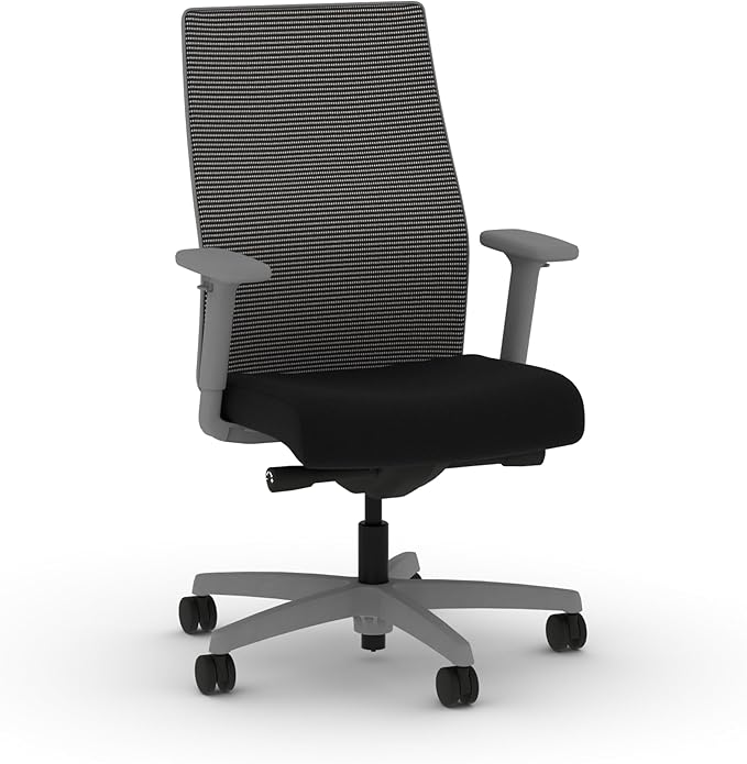 HON Ignition 2.0 Mid Back Task Chair, Advanced Synchro-Tilt Control, Office Chair with Lumbar Support, Height and Width Adjustable Arms, Titanium Frame, Black