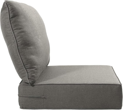 Luxury 24x24x6 Inch Outdoor Cushions - Water&UV&Fade Resistant 1 Set Patio Replacement Seat Cushion for Rattan Mental Wicker Dining Rocking Swivel Chairs Loveseat Couch Sectional Sofa - Grey