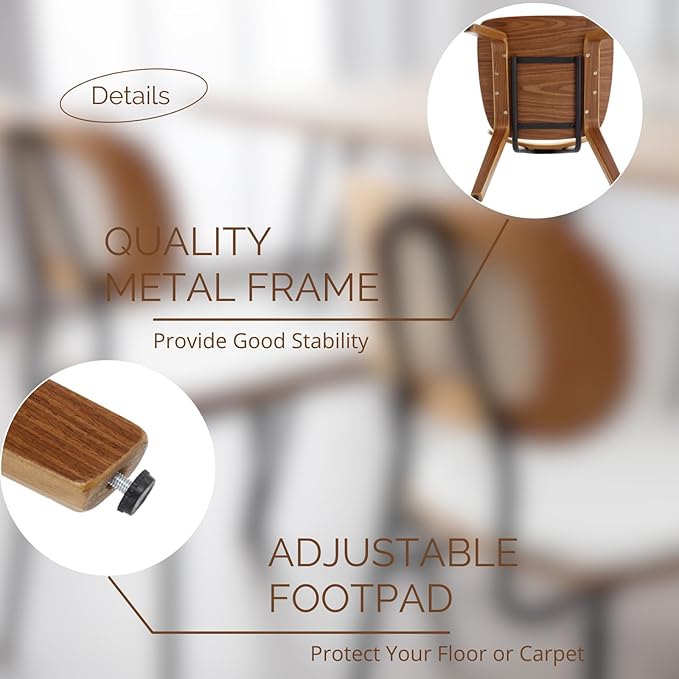 Mid-Century Dining Chairs Set of 4, PU Leather Kitchen Chairs with Rattan Backrest Wooden Legs Armless Design for Dining Room Living Room, Beige