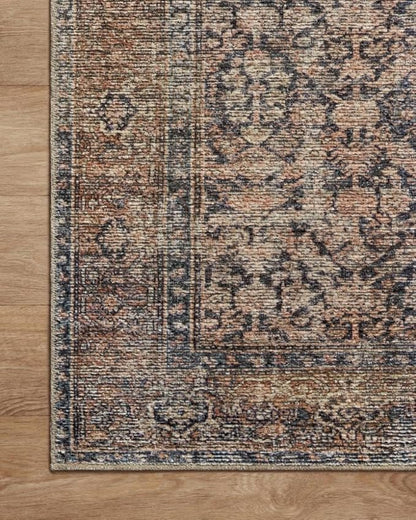 Loloi Amber Lewis Billie Collection, Ink & Salmon 2'-6" x 12'-0" Area Rug – Antique & Distressed Accent Rugs for Living Room, Bedroom, Entryway & Hallway, No Shed High Traffic Area Home Decor Rug