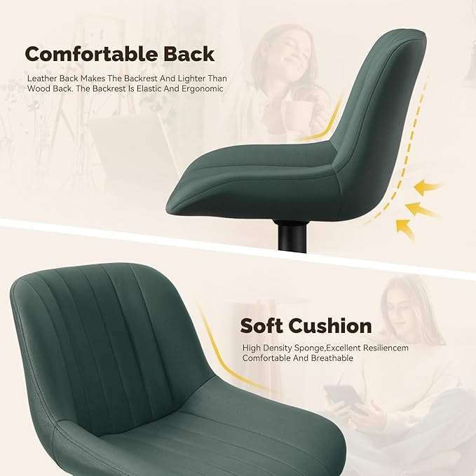 Nalupatio Bar Stools Set of 4, Adjustable Modern Swivel Bar Stools with Backs, Counter Height Performance Fabric Island Chairs for Home Kitchen, Dark Green