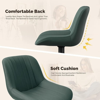 Nalupatio Bar Stools Set of 2, Adjustable Modern Swivel Bar Stools with Backs, Counter Height Performance Fabric Island Chairs for Home Kitchen, Dark Green