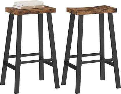 VASAGLE Bar Stools Set of 2, Counter Height Stools, Bar Chairs with Footrest, 29.1 Inches Tall Kitchen Breakfast Stools, Industrial, Living Room Party Room, Rustic Brown ULBC094B01