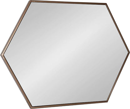 Kate and Laurel McNeer Modern Wall Mirror, 31 x 22, Bronze, Geometric Hexagon Mirror for Wall