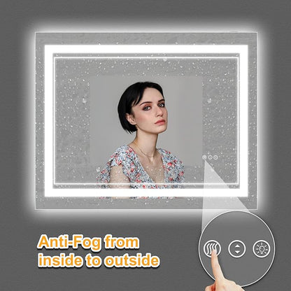 44x36 Inch LED Bathroom Mirror with Lights, Front Light and Backlit Lighted Vanity Mirror, Anti-Fog, Dimmable Memory, Shatterproof, Wall-Mounted
