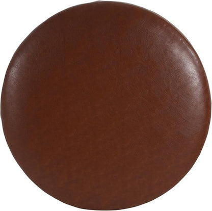 Christopher Knight Home GAVI 30" Ottoman Foot Stool, Faux Leather Pouf Footstool Ottoman Seat, Upholstered Foot Chair, Round Footrest, Modern Side Table for Living Room Bedroom Home Decor, Brown