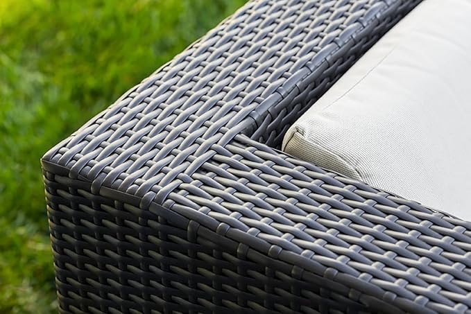 7-Piece Black Wicker Outdoor Patio Sectional Set - No Assembly (Supercrylic Beige)