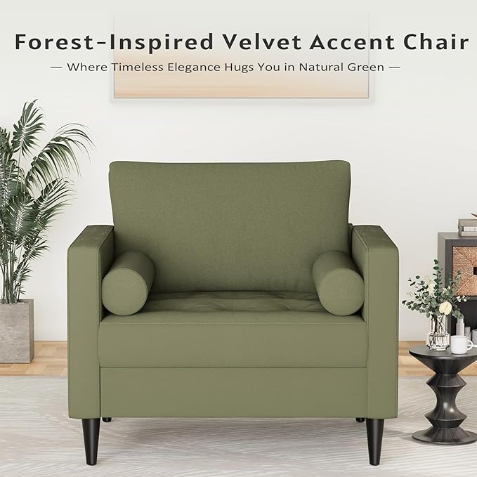 MELLCOM 38" Oversized Accent Chair Armchair Over Sized Chairs for Living Room Comfy,Large Modern Chair and A Half & Oversized Living Room Chairs,Wide Accent Armchair for Bedroom Green