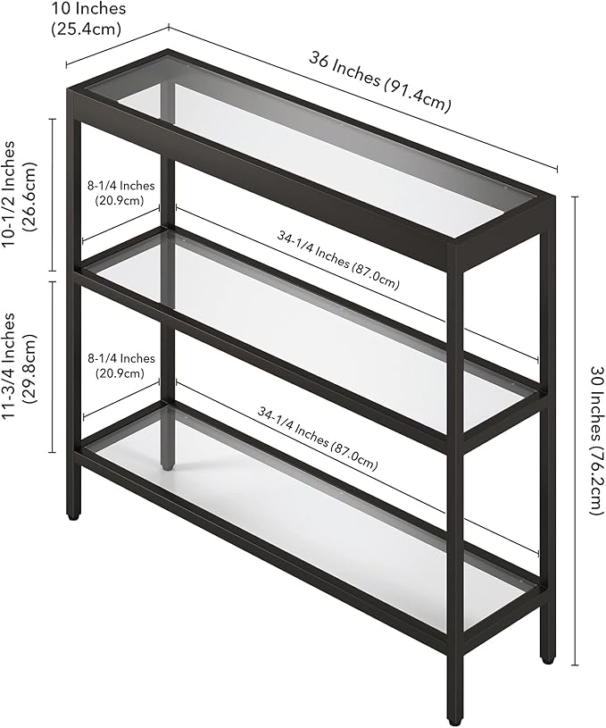 Henn&Hart 36" Wide Rectangular Console Table in Blackened Bronze, Entryway Table, Accent Table for Living Room, Hallway