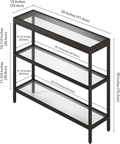 Henn&Hart 36" Wide Rectangular Console Table in Blackened Bronze, Entryway Table, Accent Table for Living Room, Hallway