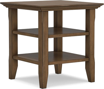 SIMPLIHOME Acadian SOLID WOOD 19 Inch Wide Square Transitional End Table in Rustic Natural Aged Brown, For the Living Room and Bedroom