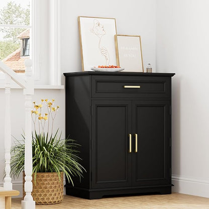 Kitchen Storage Cabinet with Drawer, Buffet Cabinet with Storable Door, Modern Floor Sideboard, for Living Room, Entryway,Black