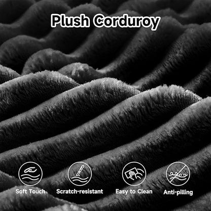 Upgrade 108’’ L Shape Cloud Couch, Plush Corduroy Sectional Sofa with Chaise, Boneless Couches for Living Room Bedroom, No Assembly Required (Black, Right Facing Chaise)