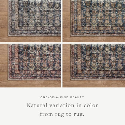 Loloi Amber Lewis Billie Collection, Ocean & Brick 10'-0" x 14'-0" Area Rug – Antique & Distressed Accent Rugs for Living Room, Bedroom, Entryway & Hallway, No Shed High Traffic Area Home Decor Rug