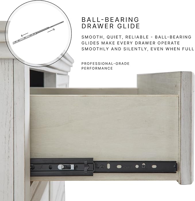 Signature Design by Ashley Blendon Traditional 5-Drawer Chest of Drawers with Safety Stop, White & Dark Brown