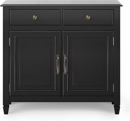 SIMPLIHOME Connaught SOLID WOOD 40 inch Wide Traditional Entryway Storage Cabinet in Black for the Living Room, Entryway and Family Room