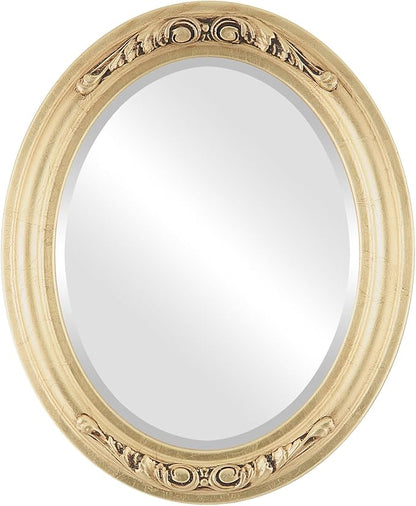 OVALCREST Oval Beveled Wall Mirror for Home Decor - Florence Style - Gold Leaf - 44" x 34"