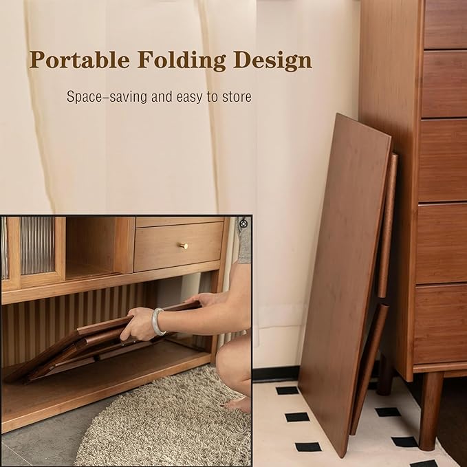 Folding Floor Table Low Coffee Table for Sitting On The Floor Japanese Floor Table No Assembly Tatami FoldableTable for Living Room Home Office (Walnut, Small)