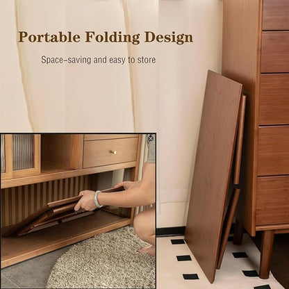 Folding Floor Table Low Coffee Table for Sitting On The Floor Japanese Floor Table No Assembly Tatami FoldableTable for Living Room Home Office (Walnut, Small)