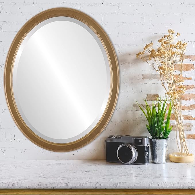 OVALCREST Oval Beveled Wall Mirror for Home Decor - Toronto Style - Desert Gold - 26" x 20"