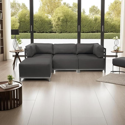 Howard Elliott Axis Chair with Cover for Both Indoor & Outdoor Seating, Cushioned Chair & Seating Titanium Frame Chair for Living Room, Office and Bedroom, 30.5 x 32.5 x 30 Inches, Sterling Charcoal