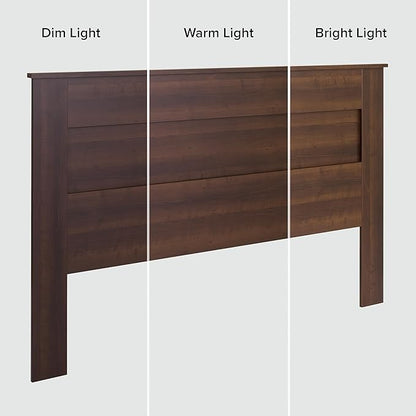 Prepac Stylish Flat Wood Panel Headboard for Queen Size Beds, Simplistic Wooden Queen Headboard 2.25" D x 64.5" W x 48" H, Espresso, EHFQ-1301-1