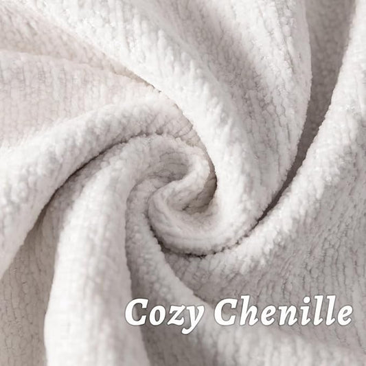 Cream White Decorative Throw Pillow Covers 18x18 Inch Set of 2 Cozy Soild Chenille Cushion Cases Soft Textured Square Couch Pillows Cover Boho Accent Farmhouse Pillowcases for Sofa Bed
