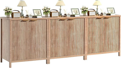 Sideboard Buffet Cabinet Set of 3, 31" Storage Cabinet with 2 Doors and Adjustable Shelves, Sideboard Console for Dinning Room, Kitchen and Living Room - Oak