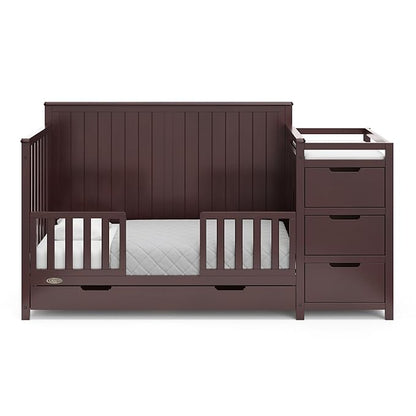 Graco Hadley 5-in-1 Convertible Crib & Changer (Espresso) – GREENGUARD Gold Certified, Fits Standard Crib Mattress, Converts to Toddler Bed and Full Bed, 4 Adjustable Mattress Heights