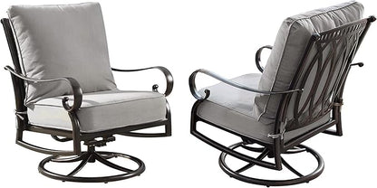 Oakland Living Aluminum Outdoor Swivel Club Finish with Thick Grey Polyester Cushions (Set of 2) Deep Seating Rocking Chairs, Antique Copper (AZRICA-2CHAIR-AC)