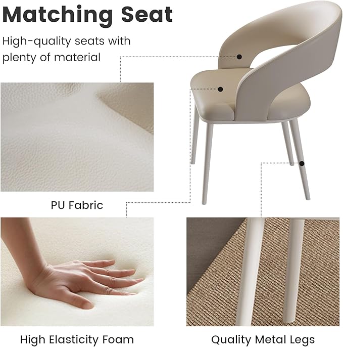 Modern Cream-White Office Desk with Beige Business Chair, Large Computer Table Set, Minimalist and Sturdy Workstation and Workstation, Ideal for Office, Home Office, and Gaming (Desk with One Chair)