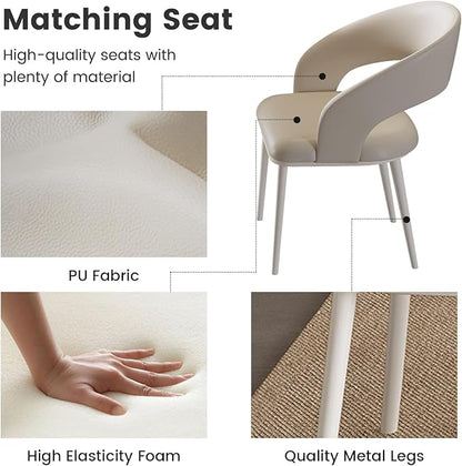 Modern Cream-White Office Desk with Beige Business Chair, Large Computer Table Set, Minimalist and Sturdy Workstation and Workstation, Ideal for Office, Home Office, and Gaming (Desk with One Chair)