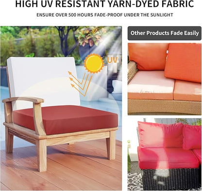 Easy-Going Waterproof Patio Cushion Covers 22x20x4 inch 4 Pack Replacement Non-Slip Outdoor Seat Cushion Slipcover with Zipper. Red